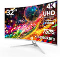 CRUA 32" White Curved Monitor, 4K UHD 1500R VA Screen, 75Hz Computer Monitor by CRUA