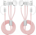2Pack Pink-Travel Essentials 3 in 2 USB C Cable by ChargeBeyondPowerWithin