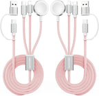 2Pack Pink-Travel Essentials 3 in 2 USB C Cable by ChargeBeyondPowerWithin