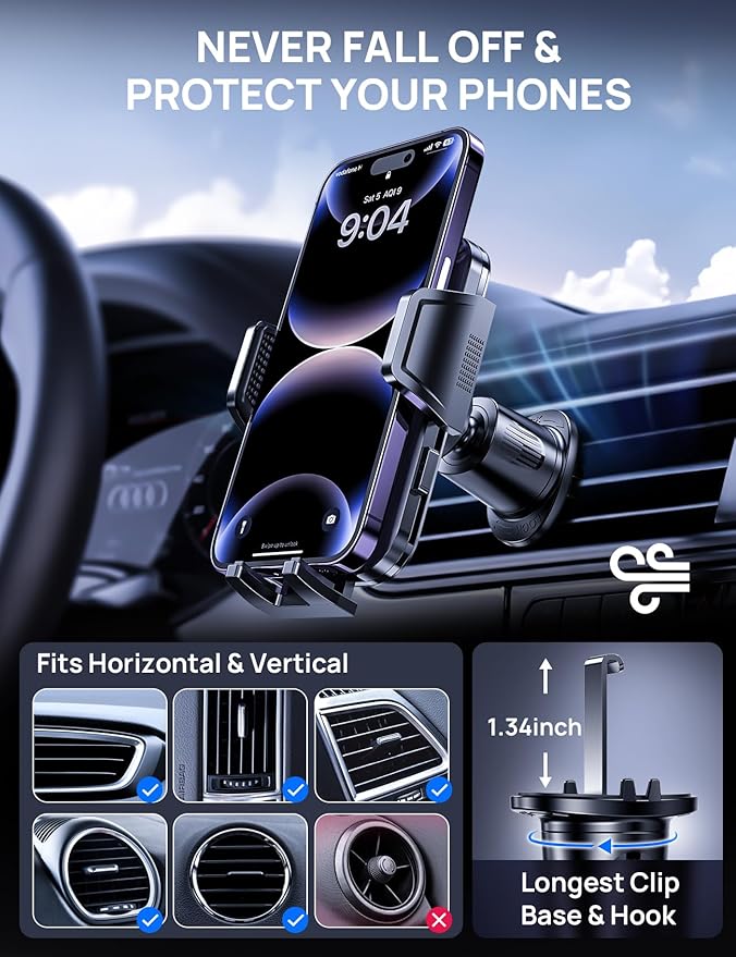 Car Vent Phone Mount, Adjustable 360 Rotation Vent Clip Car Phone Holder Mount - Image 4