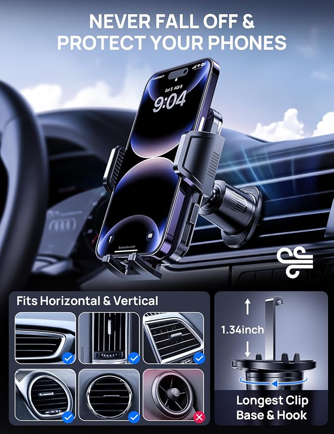 Car Phone Holder Mount for Air Vent, 360° Adjustable Vent Clip, Compatible - Image 4