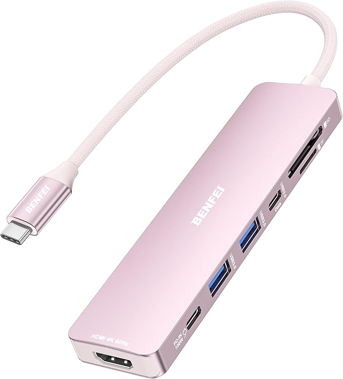 BENFEI 7-in-1 USB C Hub with HDMI, 2 USB-A, 1 USB-C Data, 100W Charge, SD/TF by BENFEI