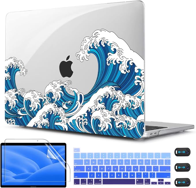 CISSOOK Wave Case for MacBook Pro 13 inch Case 2025-2020 Release, Ocean Hard by CISSOOK