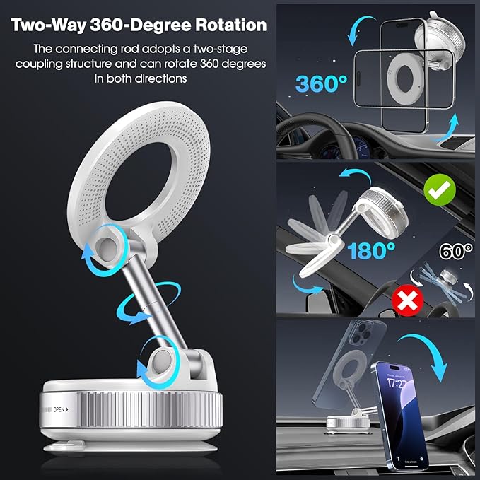 Vacuum Magnetic Suction Phone Holder, Foldable and Retractable Hands-Free - Image 4