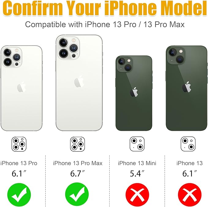 AGVEE 3+3 6 Pack for iPhone 13 Pro 6.1" / 13 Pro Max 6.7" Camera Lens Cover - Image 2