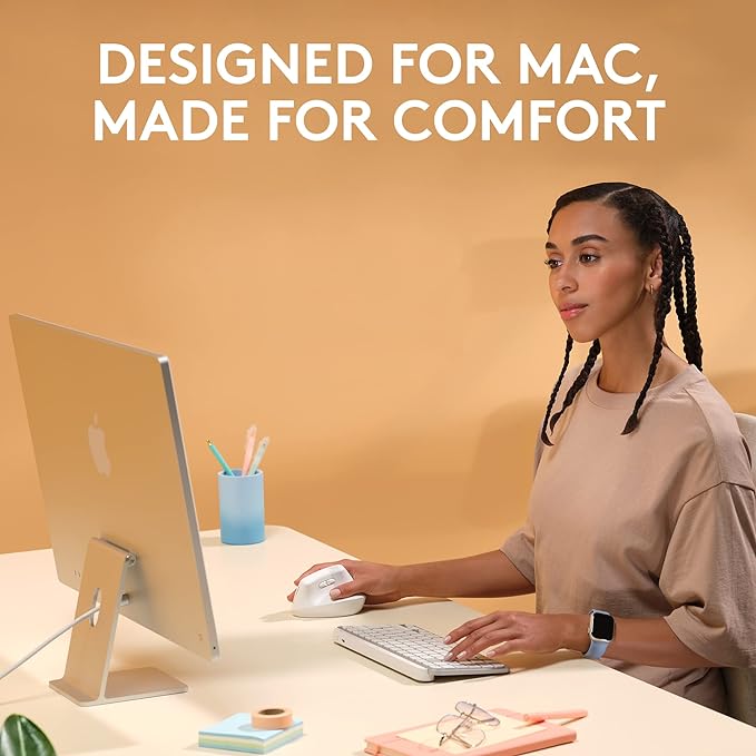 Logitech Lift for Mac Wireless Vertical Ergonomic Mouse, Quiet Clicks, Silent - Image 2