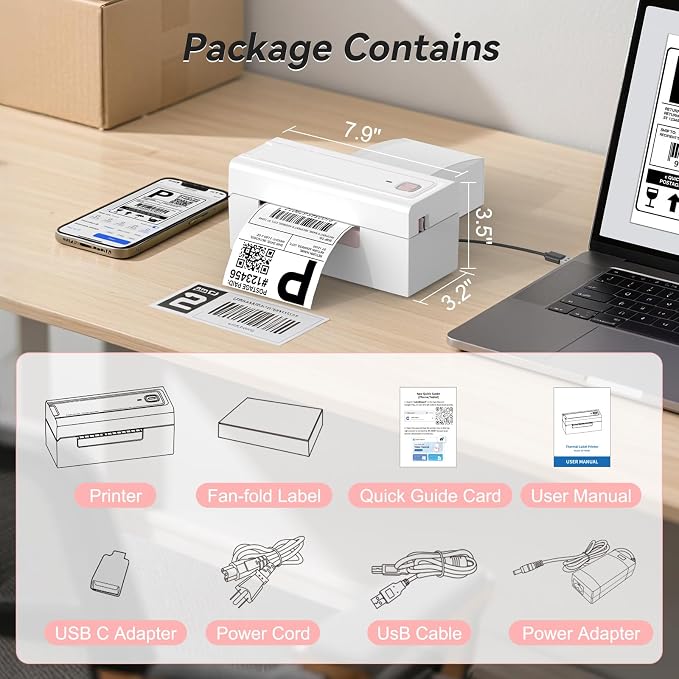 Bluetooth Thermal Shipping Label Printer, Wireless 4x6 Shipping Label Printer - Image 8