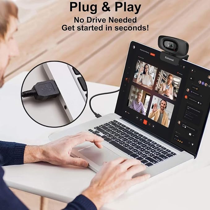 2K Quad HD Webcam with Privacy Cover & Noise-Canceling Microphone, Video Web - Image 5