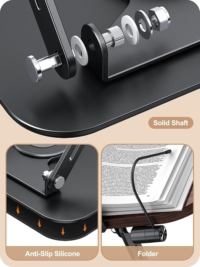 Book Stand for Reading, 360° Adjustable Book Holder, Foldable Book Holder Stand - Image 7