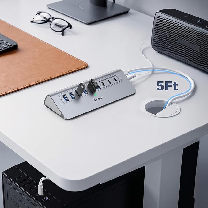 Powered USB Hub 10Gbps, intpw YH6AC 9-Port USB 3.2 /USB C Hub - Image 3