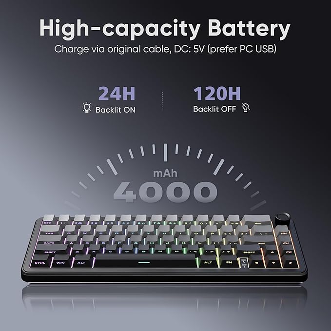RedThunder K65 Wireless Mechanical Gaming Keyboard, Trip-Modes Connection - Image 7