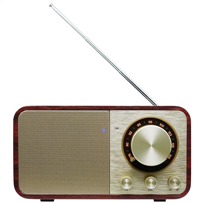 FM Radio with Bluetooth Retro Bluetooth Speaker Vintage Radio with SD/USB by BentMax