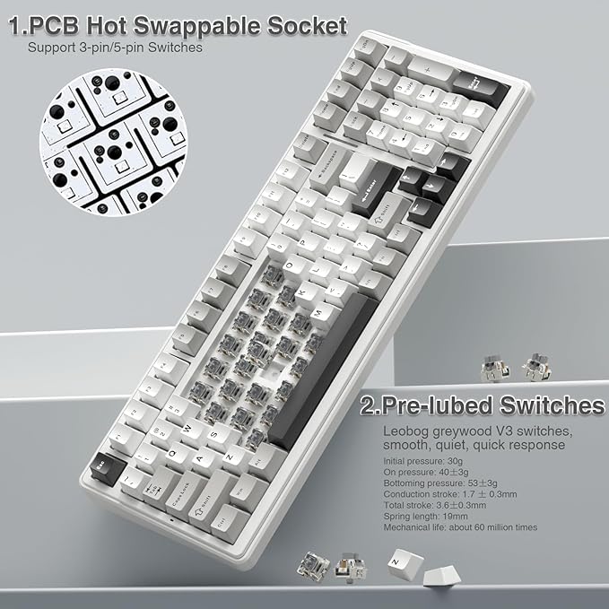 AULA F99 Wireless Mechanical Keyboard, Tri-Mode BT5.0/2.4GHz/USB-C Hot - Image 4