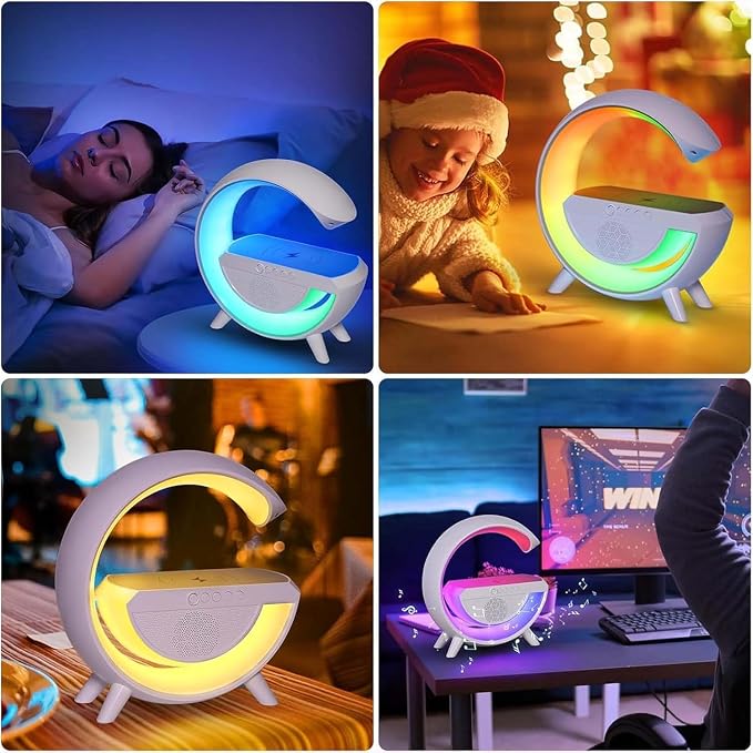 Table Lamp with Bluetooth Speaker, G Bedside Lamp with 15W Wireless Charger - Image 4