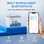 Redodo Smart Bluetooth 12V 50Ah LiFePO4 Lithium Battery - Image 2