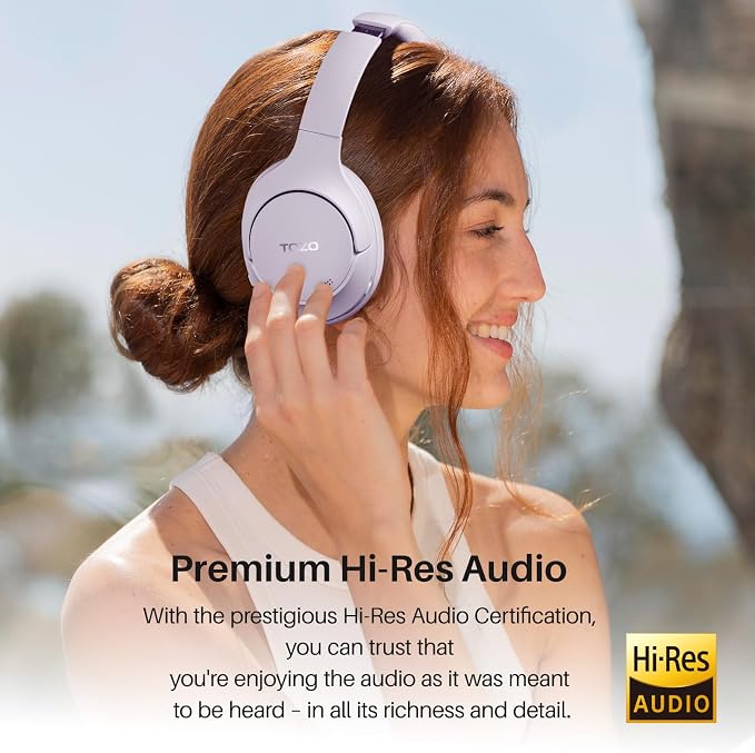 TOZO HT2 Hybrid Active Noise Cancelling Headphones, Wireless Over Ear Bluetooth - Image 2