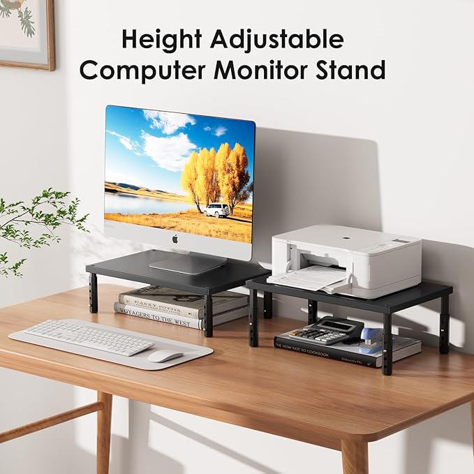 ECOLOVI Wood Laptop Stand for Desk, 4-Height Adjustable Computer Monitor Stand - Image 4