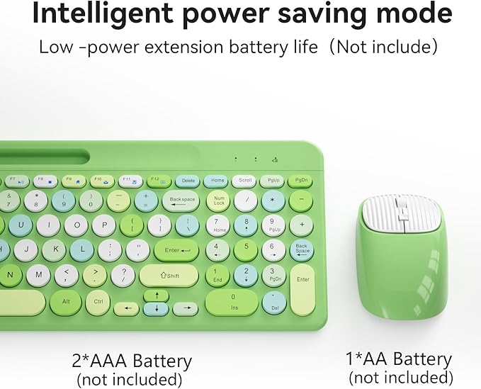 Retro Wireless Keyboard and Mouse Combo, Full-Size USB Keyboard - Image 4