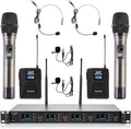 4 Channel Wireless Microphone System UHF 2 Cordless Handheld Mics and 2 by Boeska