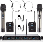 4 Channel Wireless Microphone System UHF 2 Cordless Handheld Mics and 2 by Boeska