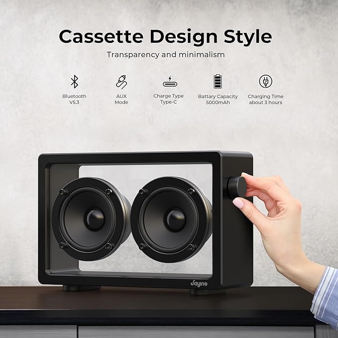 Cassette Portable Bluetooth Speaker, 20W Minimalist Speakers Bluetooth Wireless - Image 4