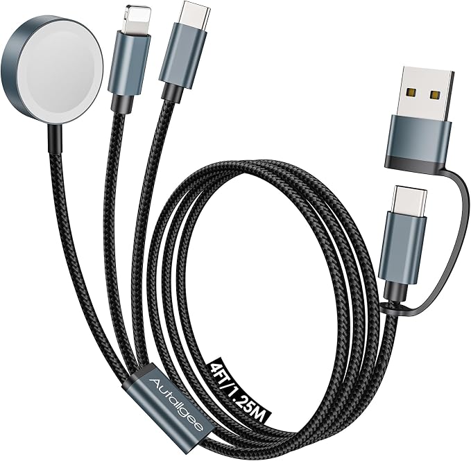 Travel Essentials for Apple Watch Charger, 3 in 2 USB C Cable for Multi by Autallgee