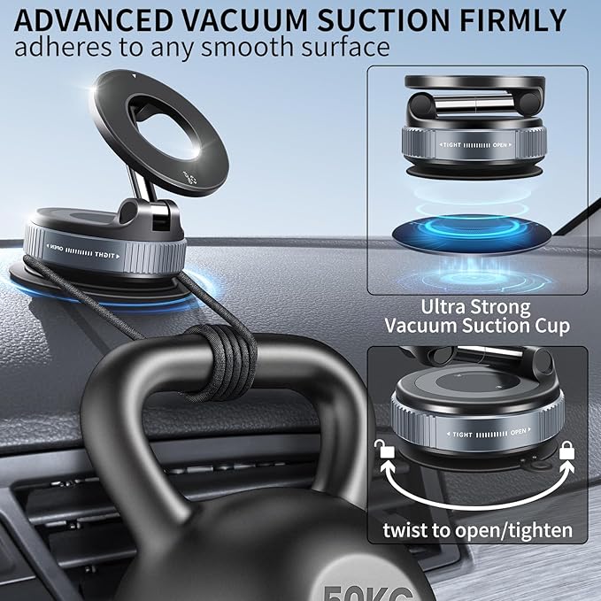 Vacuum Suction Magnetic Phone Holder, 2025 Upgraded Vacuum Suction Cup Mount - Image 4