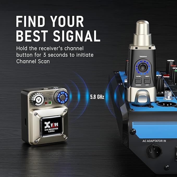 Xvive U45R2 Wireless in Ear Monitor System 5.8ghz IEM System 1 Transmitter and - Image 4