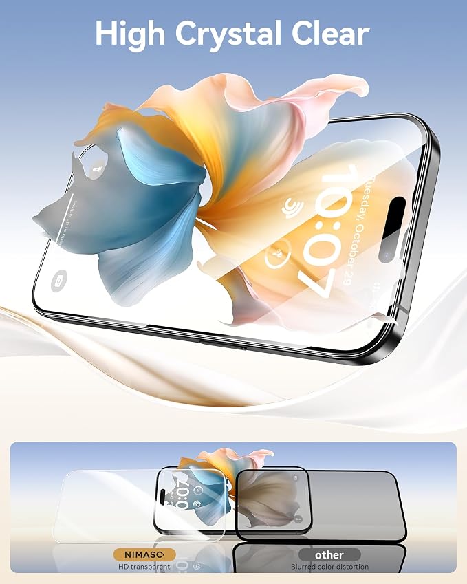 NIMASO for iPhone 16/15 Plus Screen Protector, 3 Pack Tempered Glass Screen - Image 3