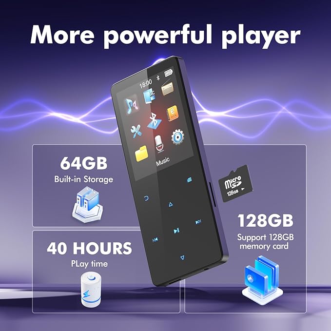 64GB MP3 Player with Bluetooth 5.3 Portable Music Player - Image 2