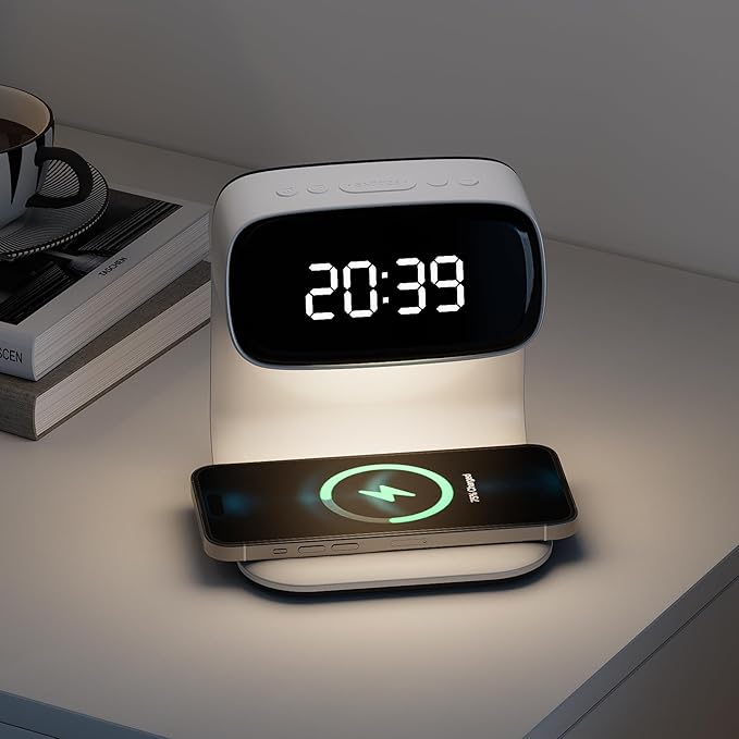 Digital Alarm Clock with Wireless Fast Charging Station 15W Touch Smart Lamp - Image 7