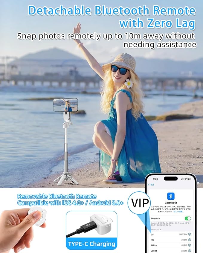 CloudValley Magnetic 4-in-1 Multifunctional Selfie Stick Tripod, Mini Portable - Image 7