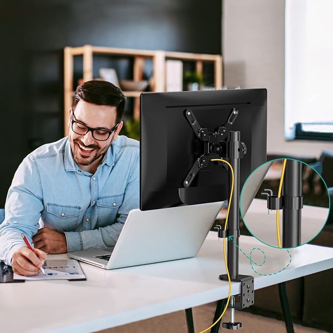 WALI Single Monitor Mount for 1 Computer Screen up to 42 inch, Fully Adjustable - Image 7