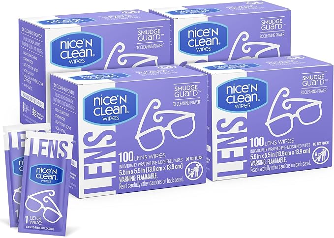 Nice 'N CLEAN SmudgeGuard Lens Wipes | Individually-Wrapped, Pre-Moistened by nicencleanwipes