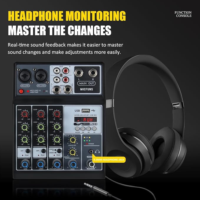 Mini audio audio mixers DJ mixer Sound Board Console System, 4 Channel 48V - Image 7
