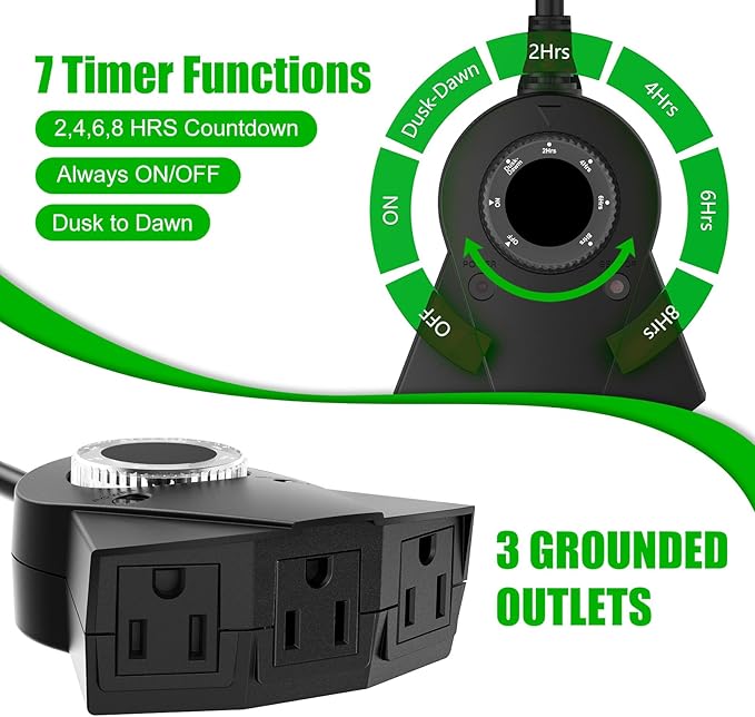 Outdoor Light Timer Waterproof, 24 Hours Plug in Timer - Image 5