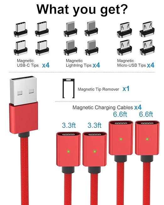 Magnetic Charging Cable 3A Fast Charging 3 in 1 Magnetic Phone Charger - Image 6
