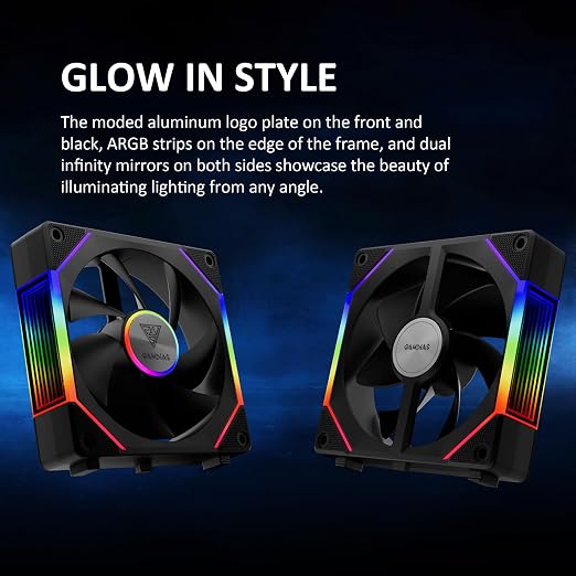 GAMDIAS 120mm ARGB PWM Case Fan, 2 Blades in 1 Fan Pack, Sync - Image 4