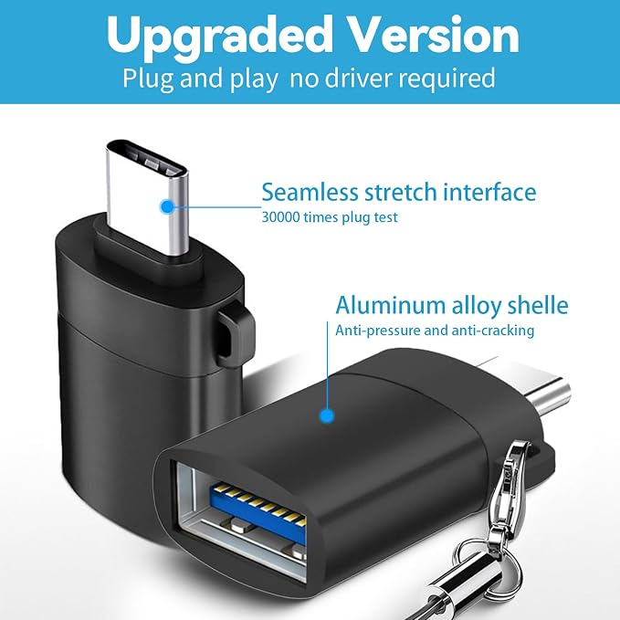 USB C to USB Adapter 4 Pack, USBC Male to USB A 3.0 Female OTG Adapter - Image 3