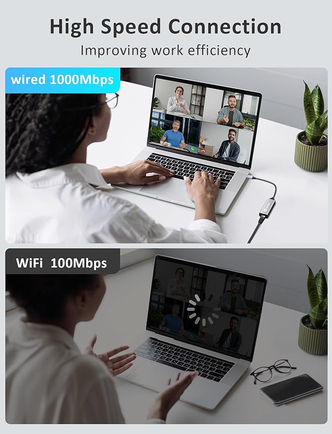 VIOY USB C to Ethernet Adapter, 1Gbps RJ45 to USB C Network Adapter, Portable - Image 5