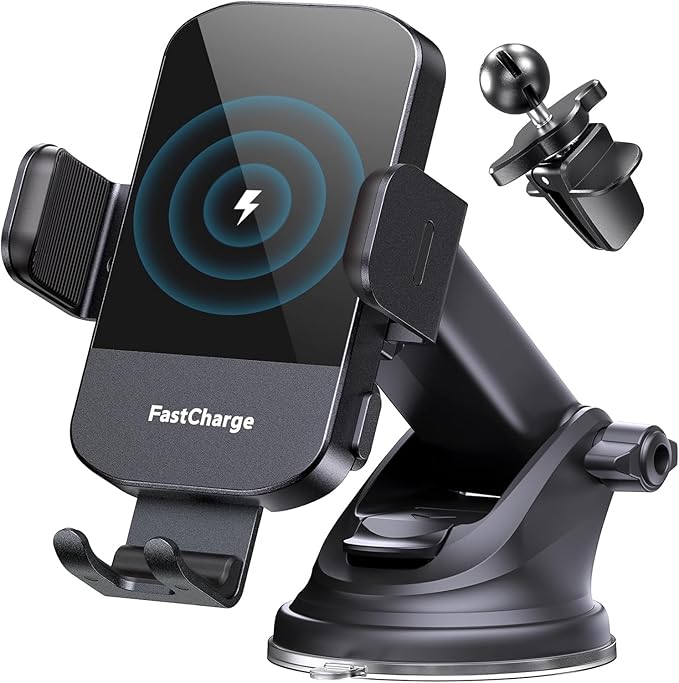 Wireless Car Charger, 15W Fast Charging Auto Clamping Phone Holders by CHGeek