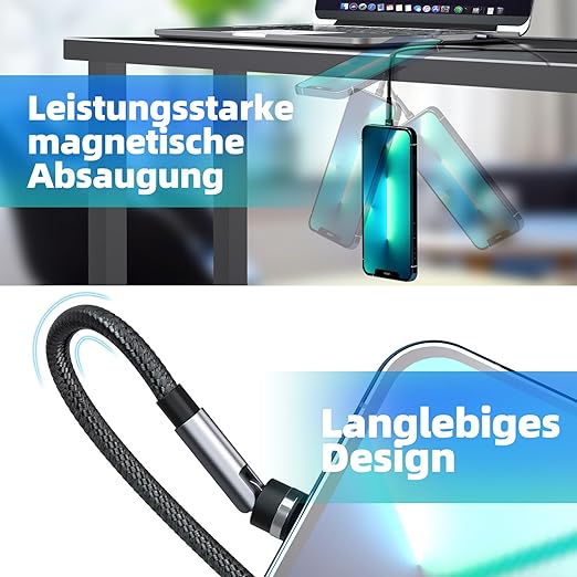 540° Rotation Magnetic Charging Cable, 3 in 1 Magnetic Phone Charger 3A Fast - Image 6