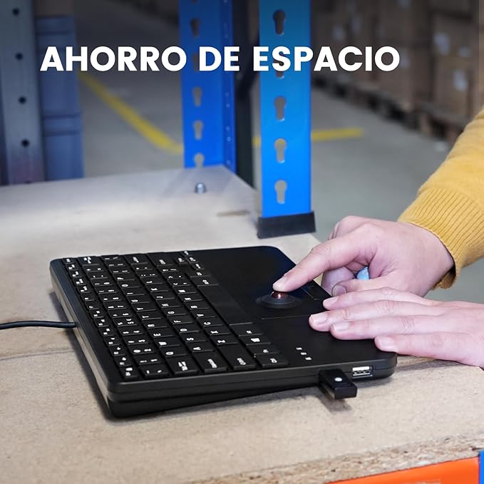 Perixx PERIBOARD-526 ES, Mini teclado USB con Cable y trackball - Image 5