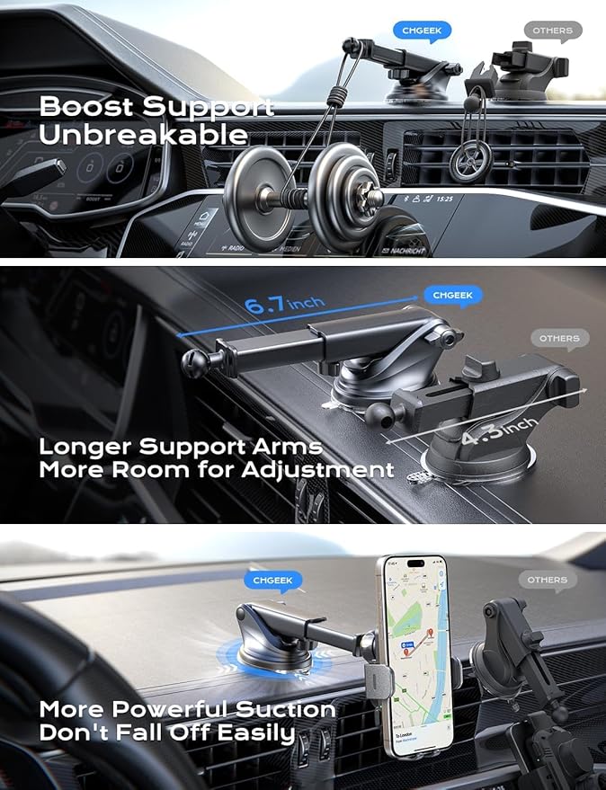 Wireless Car Charger, 15W Fast Charging Auto Clamping Phone Holders - Image 6