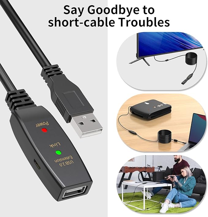 LDKCOK 150FT Active USB Extension Cable 2.0 Male to Female - Image 7