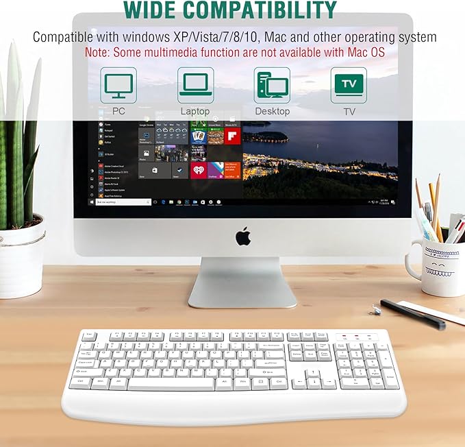EDJO Wireless Keyboard, 2.4G Ergonomic Full Size Wireless Computer Keyboard - Image 7