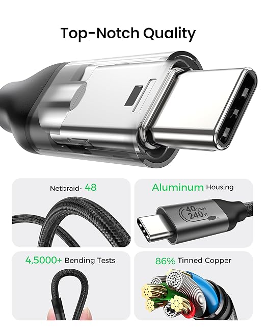 Silkland USB 4 Cable for Thunderbolt 4 Cable 1FT, 40Gbps USB C Data Cable - Image 6