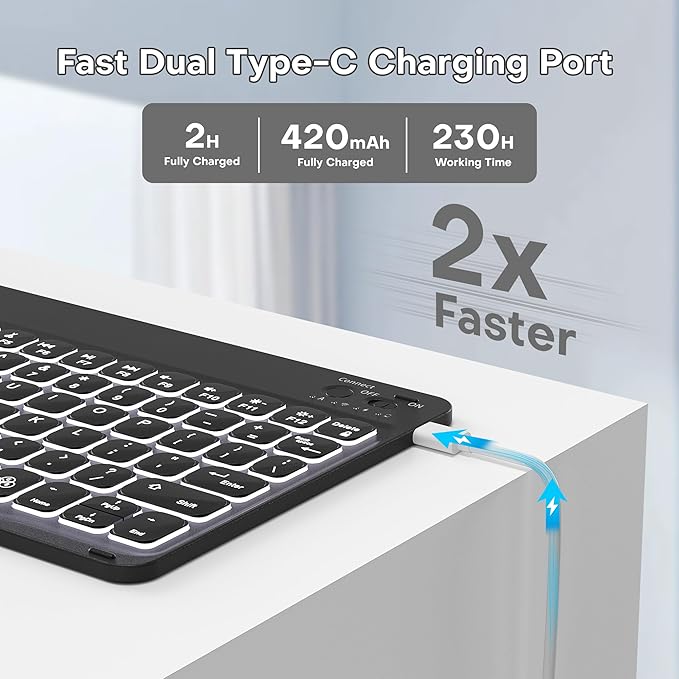 YBING for iPad A16 Case with Keyboard 11th &10th Generation, 360 Rotation - Image 6