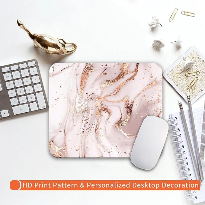 Square Mouse Pad Rose Gold Marble, Personalized Premium-Textured Custom Mouse - Image 6