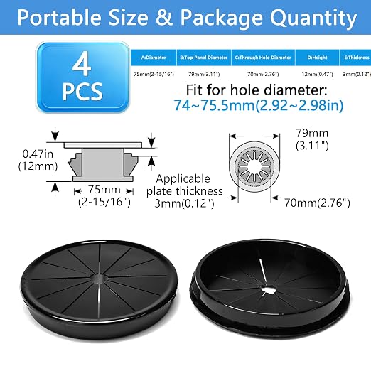 4 Pcs Cable Grommet, Snap Bushing 2-15/16" Mounting Diameter, Flexible - Image 9